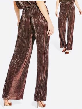 Skies are blue Metallic Pleated Wide Leg Pants